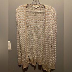 Loft Womens size small beige and cream open front knit top